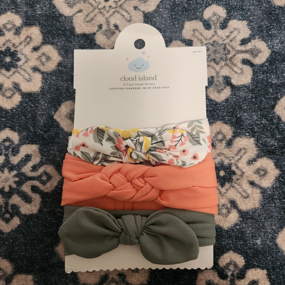 Target Cloud Island Girls 3-Pack Headwraps - Coral, Olive & Floral